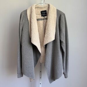 Ci Sono Cozy Sherpa Cardigan Open Front Comfy Jacket Heather Gray M/L‎